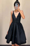 Sexy V-Neck Satin Homecoming Dresses, HZ0307