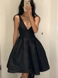 Sexy V-Neck Satin Homecoming Dresses, HZ0307