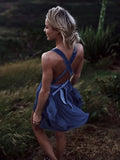 Sexy V-Neck Tulle Homecoming Dresses A-Line Cross Back Party Gown, HZ0307