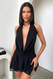 Sexy V-neck Chiffon Black Homecoming Dresses, HZ0307