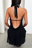 Sexy V-neck Chiffon Black Homecoming Dresses, HZ0307