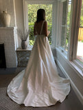 Sexy White Backless Wedding Dresses Sleeveless Bridal HZ0307