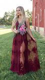 Sexy Deep V-Neck Lace Evening Prom HZ0307