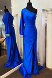 Sexy One Shoulder Long Sleeve Royal Blue Mermaid Party HZ0307
