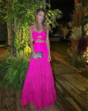 LTP1196,Summer Party Dresses,Open Back Bowknot Prom Dresses,A-Line Hot Pink Prom Evening HZ0307