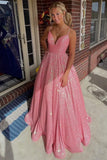 Sparkle Pink Sequins Prom Dresses Evening Ball HZ0307