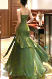 Shiny Green Spaghetti Straps Dance Party Dress Girls Graduation Prom HZ0307