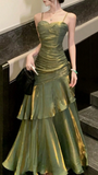 Shiny Green Spaghetti Straps Dance Party Dress Girls Graduation Prom HZ0307