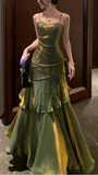 Shiny Green Spaghetti Straps Dance Party Dress Girls Graduation Prom HZ0307