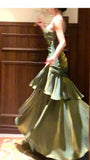 Shiny Green Spaghetti Straps Ruffle Party Dress Sweetheart Formal Prom HZ0307