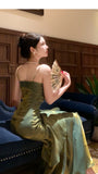 Shiny Green Spaghetti Straps Ruffle Party Dress Sweetheart Formal Prom HZ0307