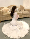 Shiny Green Spaghetti Straps Ruffle Party Dress Sweetheart Formal Prom HZ0307