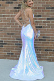 Shiny White Straps Mermaid Long Prom HZ0307
