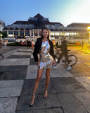 Silver Bodycon Homecoming Dresses Mirror Dress, HZ0307