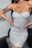 LTP1450,Silver homecoming dresses bodycon sequin homecoming dresses tight party HZ0307
