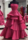 Simple Fuchsia Ruffle Ball Gown Sweet 16 Dress Dance Prom HZ0307