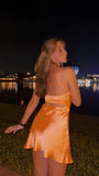 Simple Homecoming Dresses Orange Satin Mini School Semi Hoco Dress Short Formal Graduation HZ0307