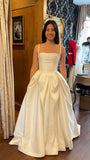Simple Ivory Satin Wedding Dresses A-line Bridal HZ0307