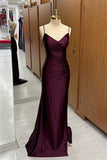 Simple Maroon Purple Mermaid Prom HZ0307