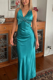 Simple Prom Dresses Cross Back Evening Party Dress Sleeveless Formal HZ0307