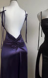 Simple Prom Dresses Sheath Satin Long Sexy Party HZ0307