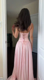 Simple Prom Dresses Spaghetti Straps Pink Evening Party Dress Cheap Bridesmaid HZ0307