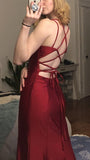 Simple Prom Dresses,Burgundy Satin Bodycon Party Dress,Long Formal HZ0307