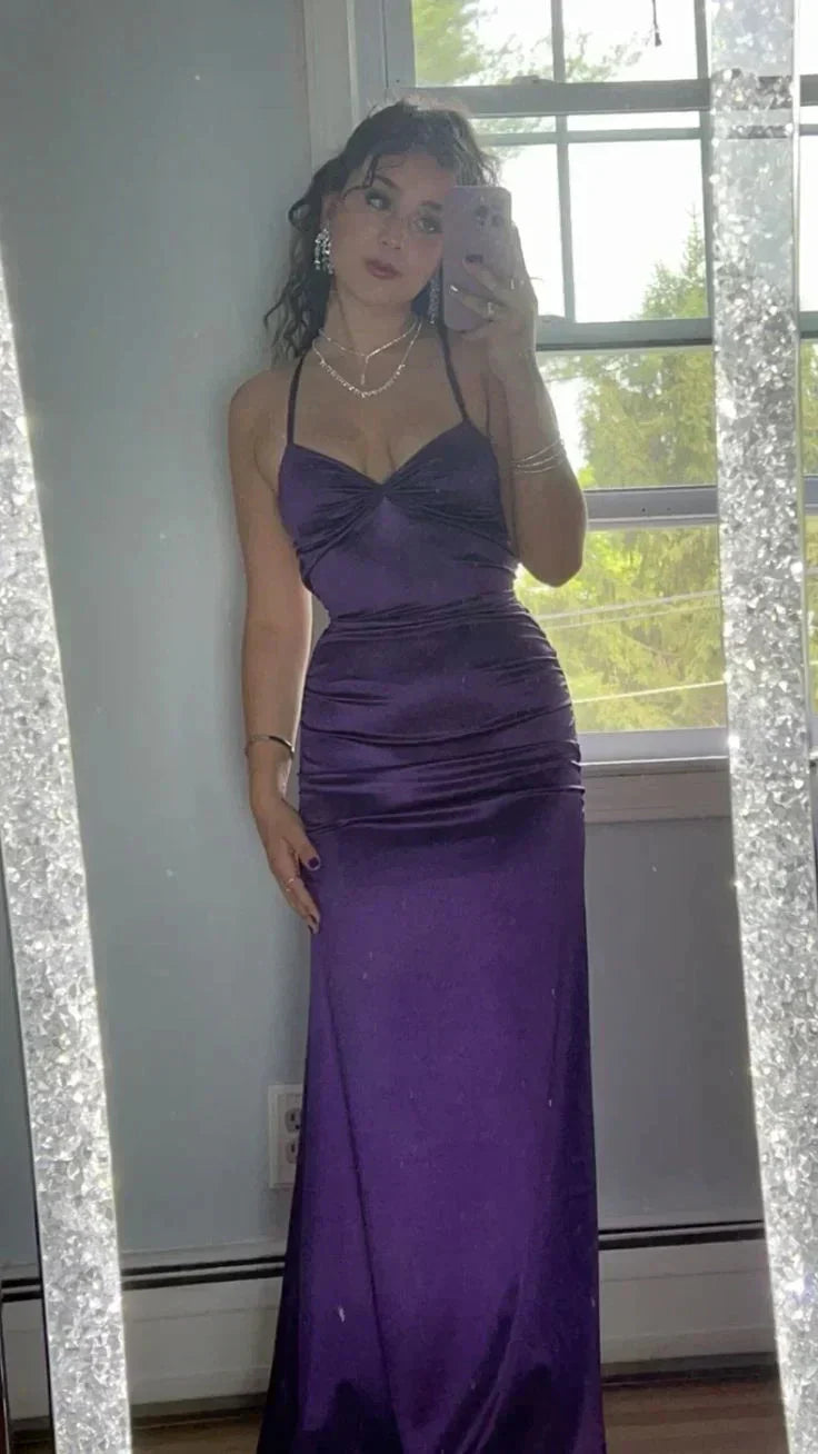Simple Purple Evening Formal Dresses Mermaid Senior Prom HZ0307