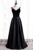 Simple Straps A-line Black Long Party HZ0307