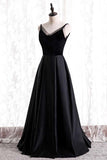 Simple Straps A-line Black Long Party HZ0307