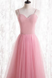 Simple Straps A-line Pink Long Party HZ0307