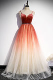 Simply A-line Ombre Red Long Prom HZ0307