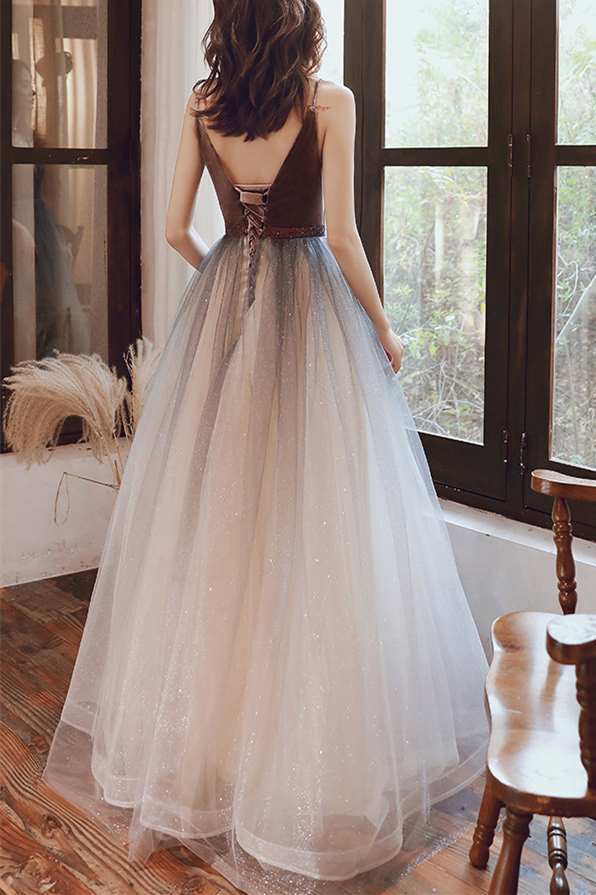 Simply A-line Ombre Red Long Prom HZ0307
