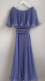 Sky Blue Chiffon Prom Dresses A-line Pleated Senior Party HZ0307