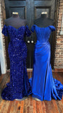 Off the Shoulder Fuchsia Sequin Mermaid Long Formal HZ0307