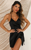 Spaghetti Straps Black Homecoming Dresses V-Neck Mini Graduation Dress, HZ0307
