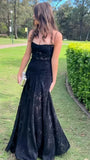Spaghetti Straps Black Lace Slim Senior Prom Dresses For HZ0307