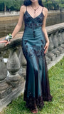 Spaghetti Straps Bodycon Long Prom Dresses Lace Evening Party HZ0307