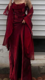 Spaghetti Straps Burgundy Prom Dresses Satin Sheath Evening Graduation HZ0307