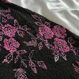 Spaghetti Straps Floral Black Prom Dresses Sequined Evening Party HZ0307