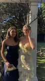Spaghetti Straps Floral Lace Ruffle Prom Dress, HZ0307