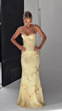 Spaghetti Straps Floral Long Prom Dresses Sheath Sexy Party Dress, HZ0307