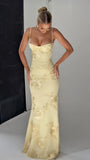 Spaghetti Straps Floral Long Prom Dresses Sheath Sexy Party Dress, HZ0307