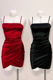 Spaghetti Straps Homecoming Dresses Satin Evening Gown Short, HZ0307