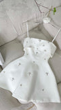 Spaghetti Straps Ivory Beaded Homecoming Dress Princess Birthday Celebrity HZ0307