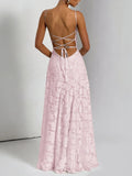 Spaghetti Straps Lace A-line Prom Dresses Senior Formal HZ0307