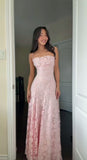 Spaghetti Straps Lace A-line Prom Dresses Senior Formal HZ0307