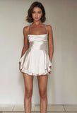 Spaghetti Straps Mini Homecoming Dresses Satin Party Dress, HZ0307