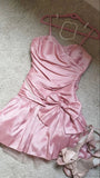 Spaghetti Straps Pink Homecoming Dress, Pleated Bowknot Mini Celebrity Dress, HZ0307