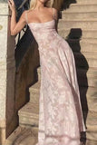 Spaghetti Straps Pink Lace Prom Dresses Long Birthday HZ0307